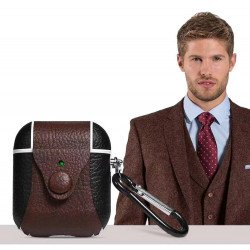 Soft TPU Leather Protective Case Cover for Apple Airpods 2 / 1 (Brown)